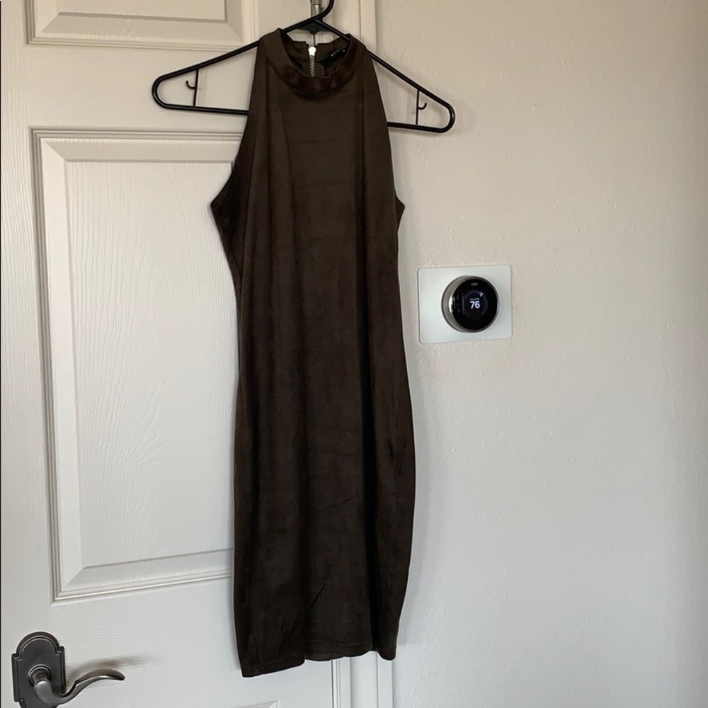 Olive Suede Mini Dress